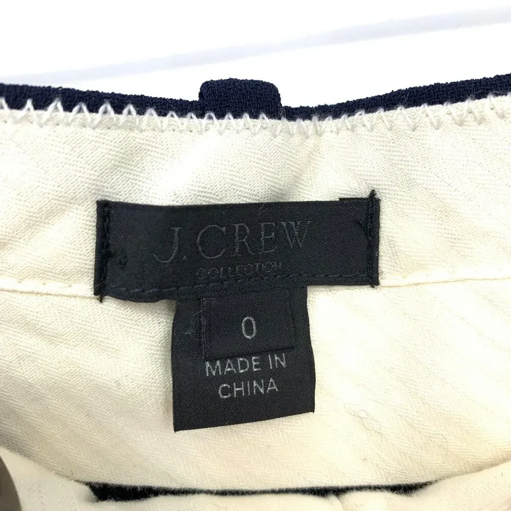 J. Crew Pants Collection Women's Size 0 Cropped Trouser Navy Blue Crepe